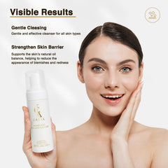 CA CAREL cleanser in hand showing rich lather and coverage