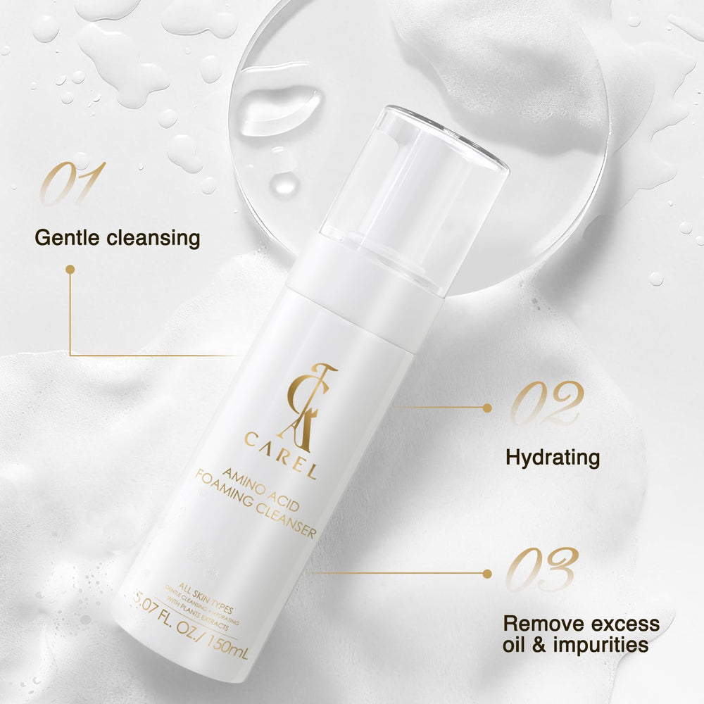CA CAREL creamy foam texture demonstrating gentle cleansing