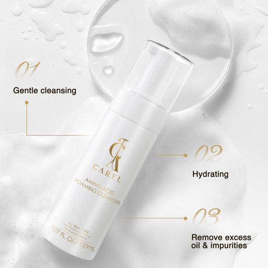 CA CAREL creamy foam texture demonstrating gentle cleansing