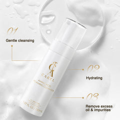 CA CAREL creamy foam texture demonstrating gentle cleansing
