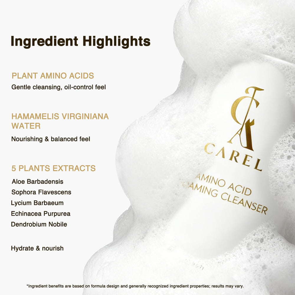 CA CAREL ingredients label closeup highlighting botanical extracts