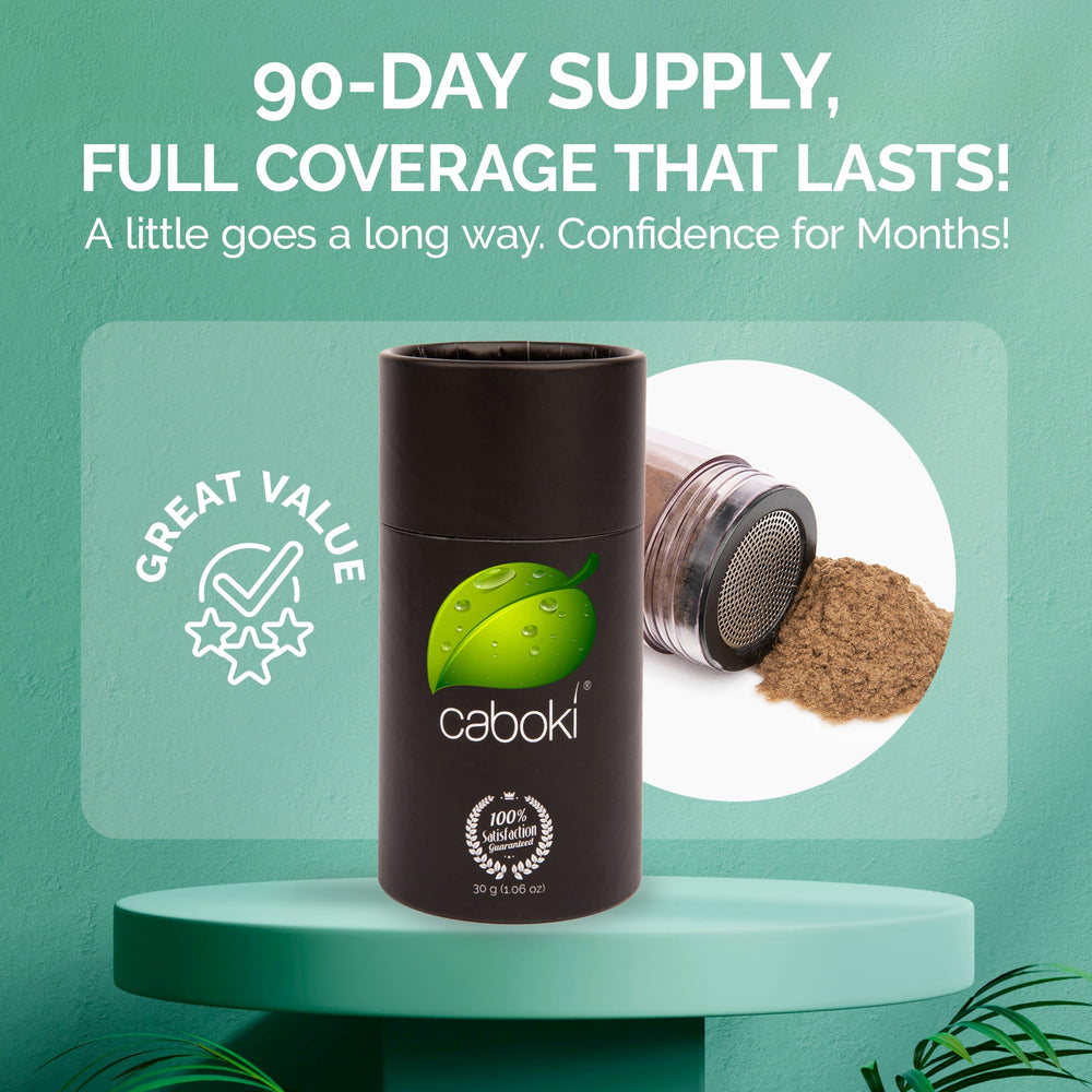 Caboki light brown dispenser top demonstrating easy, mess-free application benefit