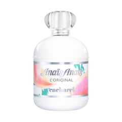 Cacharel Anais Anais front bottle showing elegant white opaline glass and silver cap