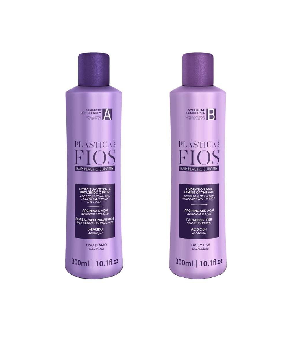 CADIVEU Plastica Dos Fios set arranged in bathroom showing salon-quality results
