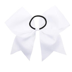 Caenagrion bow worn in ponytail during cheer routine, visible on stage