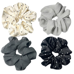 CAFUDEYE front view of XL satin scrunchie showing stylish pattern and shine