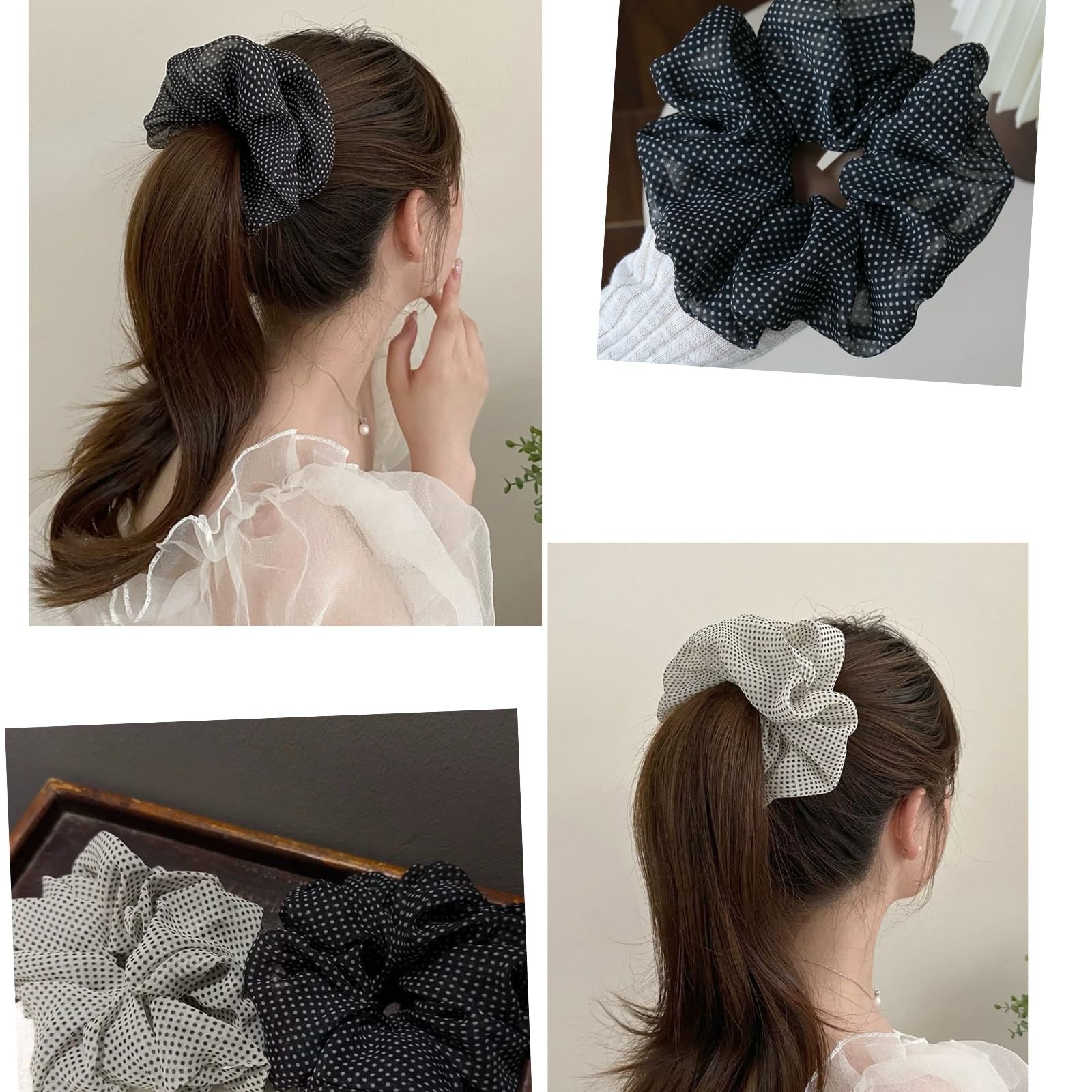 CAFUDEYE scrunchie beside coin and brush to show true size and scale