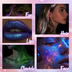CAHOTO model at festival wearing Aurora glitter for bold, long-lasting sparkle