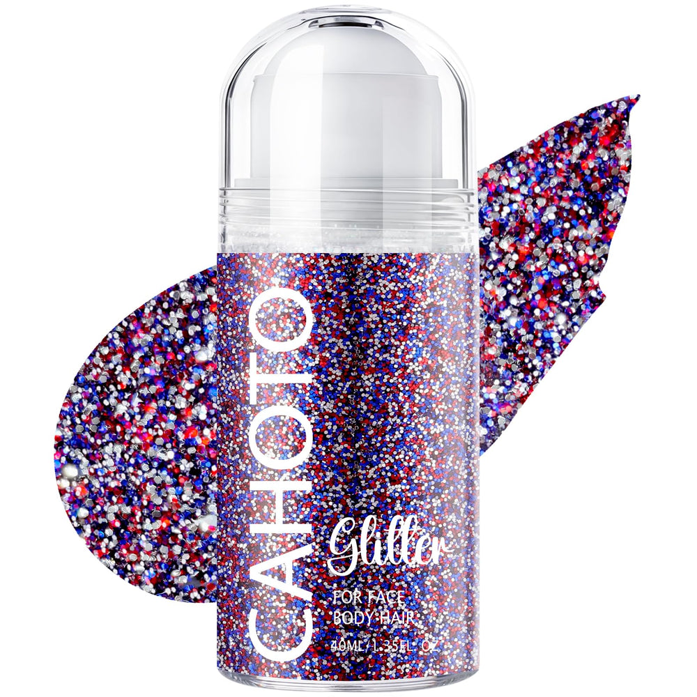 CAHOTO front tube showing red white blue glitter and easy identification benefit
