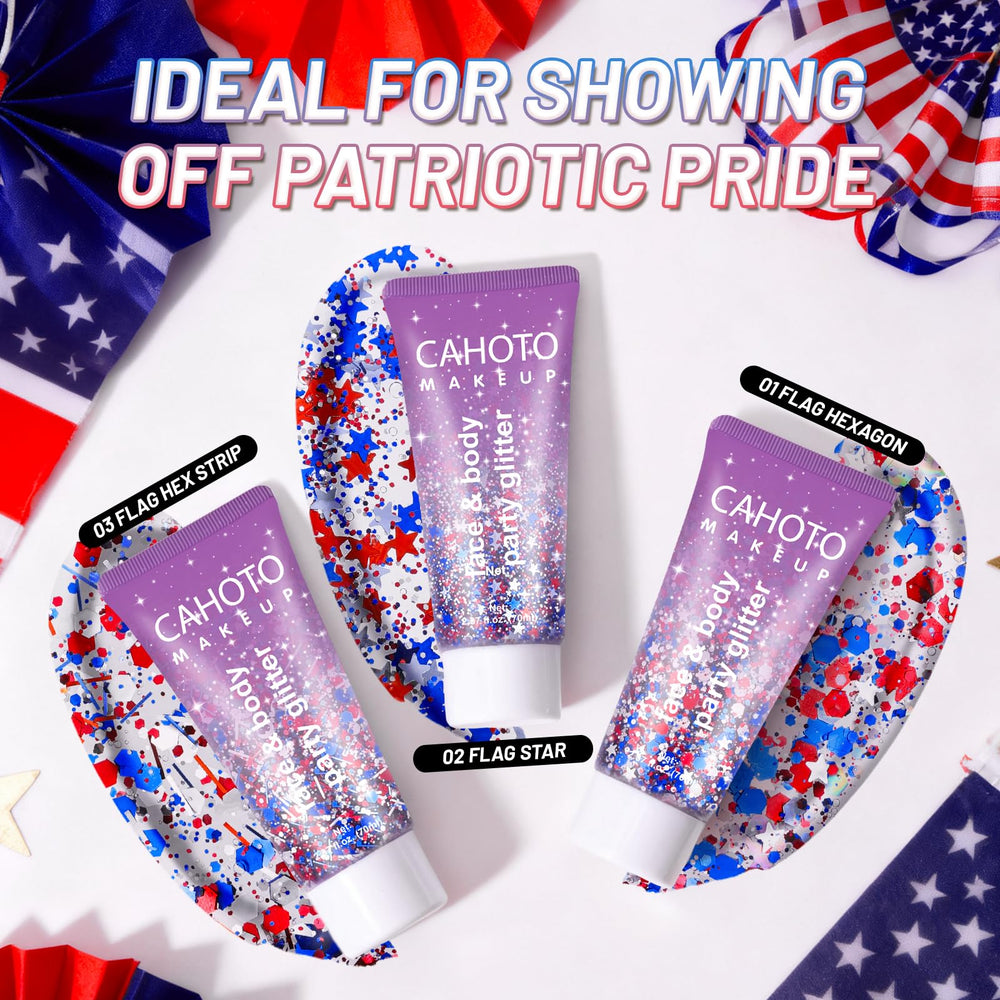 CAHOTO used as hair streak with stars, adds bold holiday accent