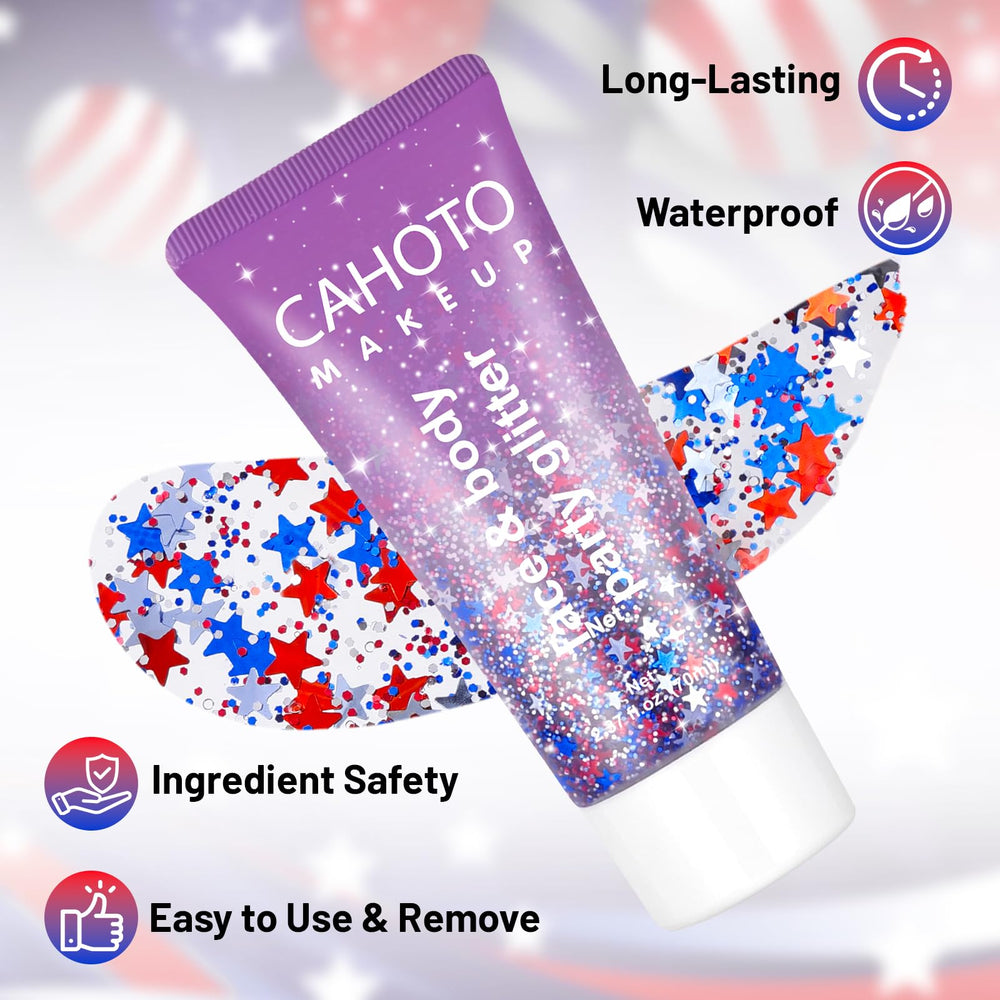 CAHOTO close-up texture with star sequins and fine glitter, sparkle detail