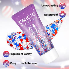 CAHOTO close-up texture with star sequins and fine glitter, sparkle detail