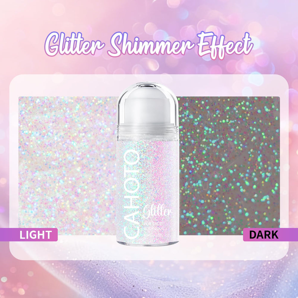 CAHOTO gel texture swiped on skin showing pastel holographic shimmer and blendability