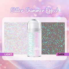 CAHOTO gel texture swiped on skin showing pastel holographic shimmer and blendability