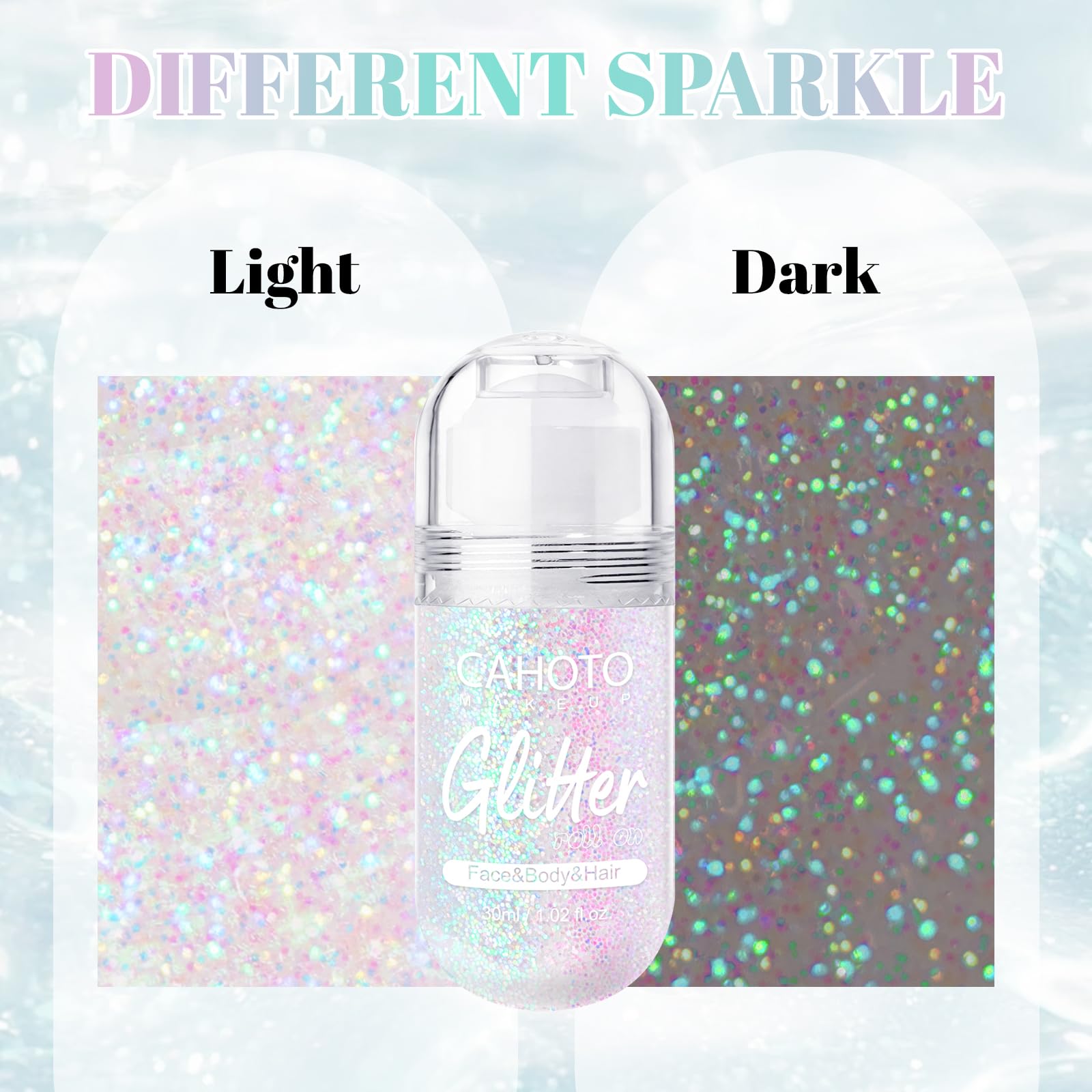 CAHOTO applied to cheek with mermaid shimmer enhancing facial highlights
