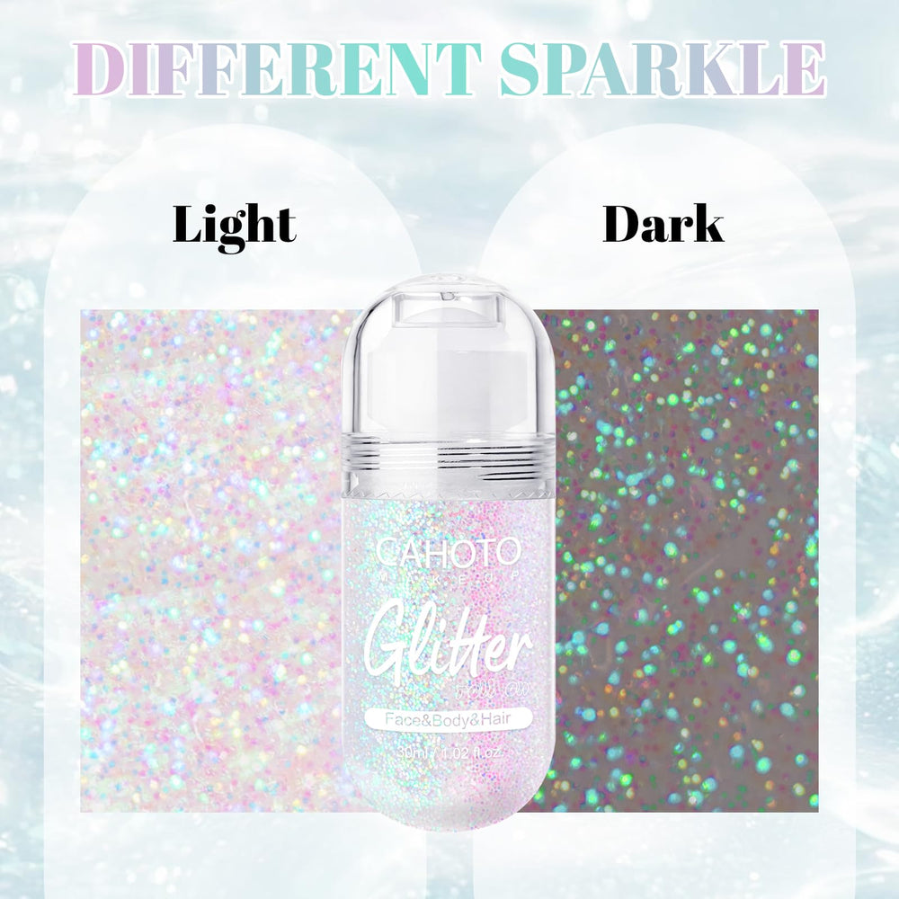 CAHOTO applied to cheek with mermaid shimmer enhancing facial highlights