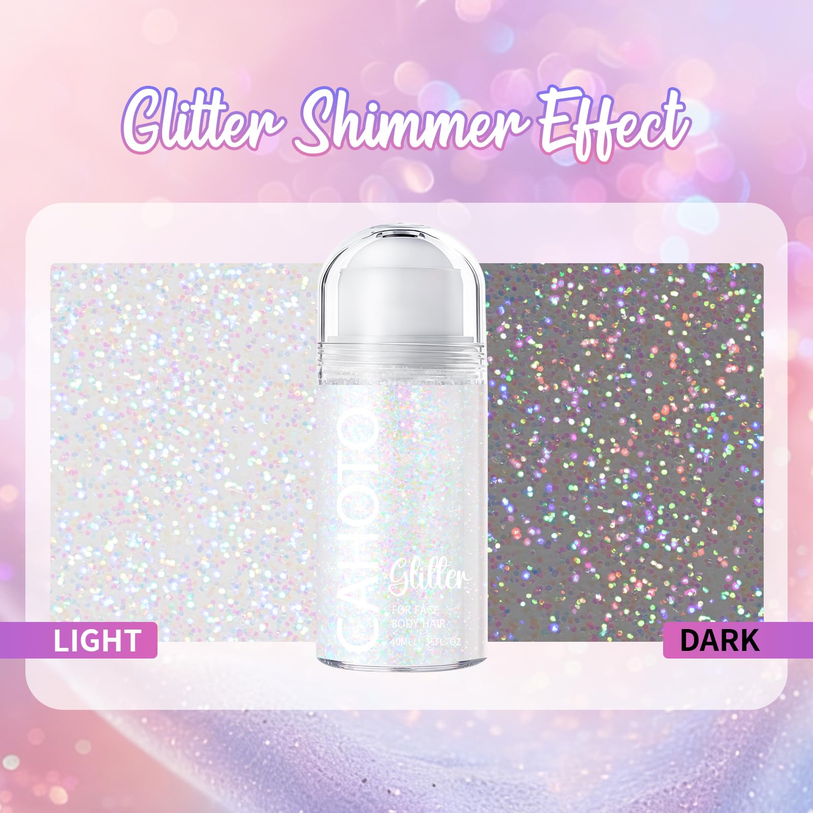 CAHOTO glitter swiped on arm showing intensity and buildable coverage advantage
