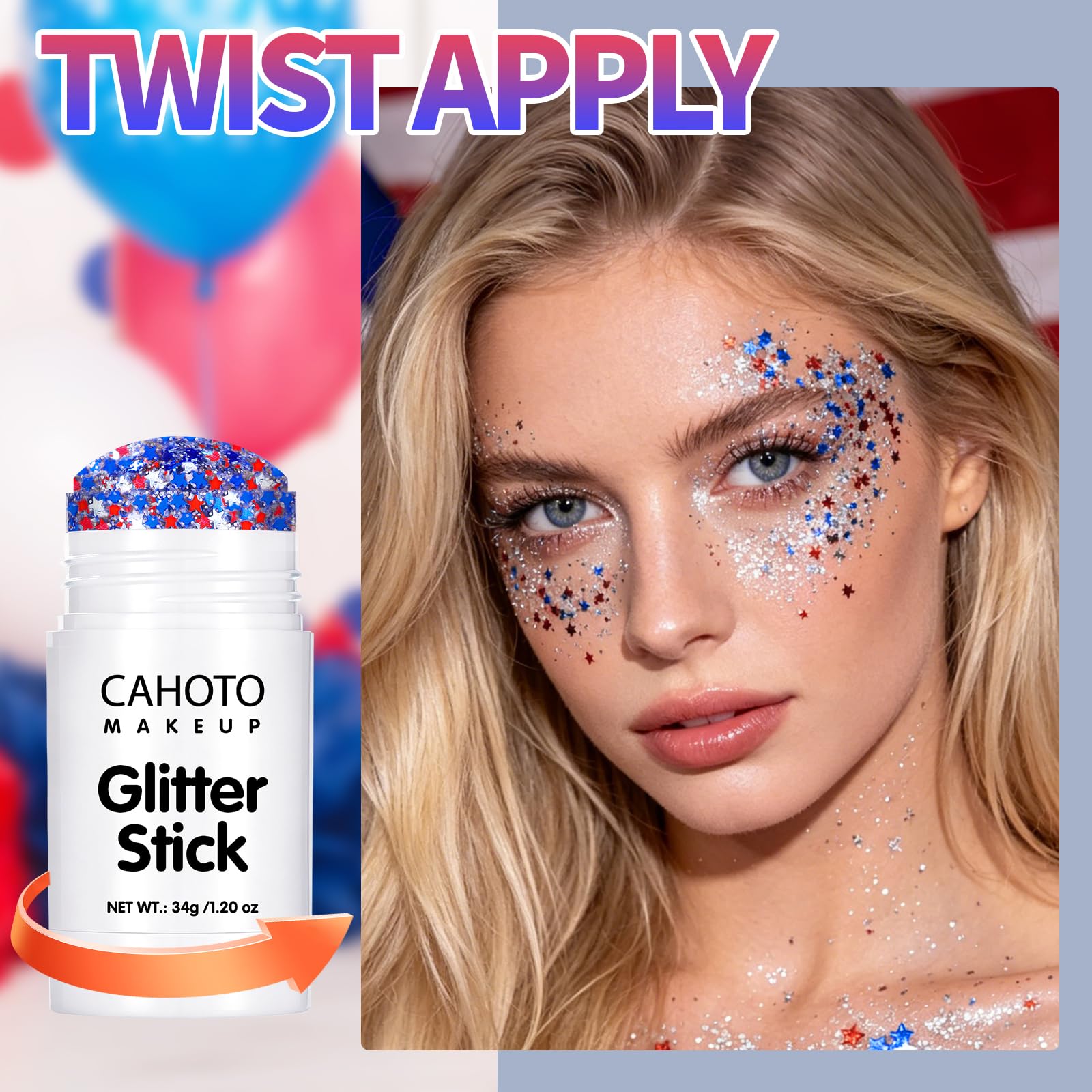 CAHOTO close-up of star-shaped sequins and holographic sparkle for dimensional shine
