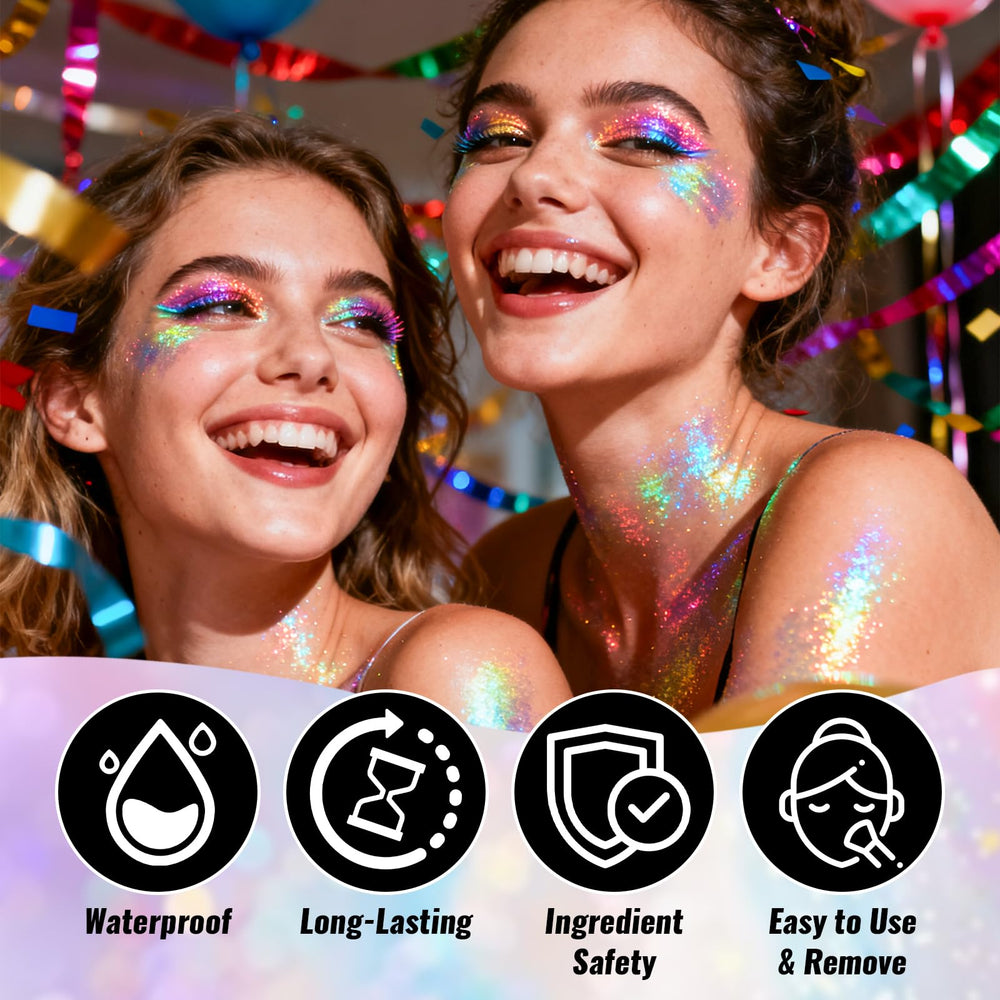 CAHOTO hair with glitter streaks showing accent highlights and long-lasting shine benefit