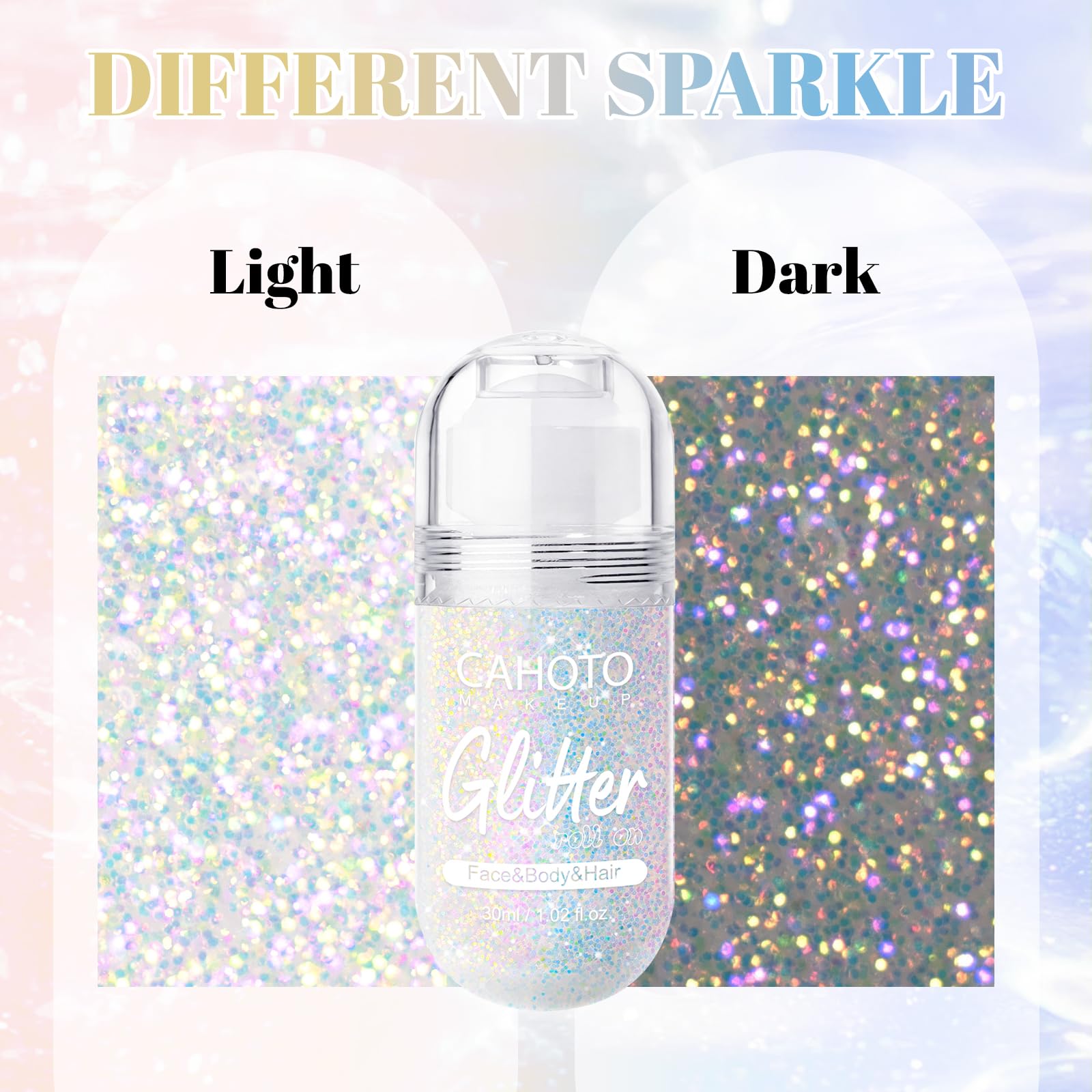 CAHOTO holographic texture swatches showing chameleon sparkle and layers