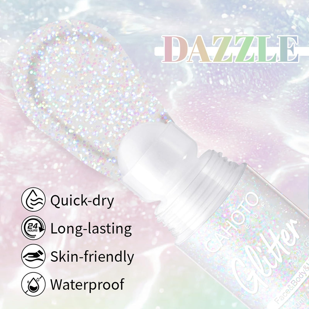 CAHOTO rollerball close-up displaying holographic glitter for precise application