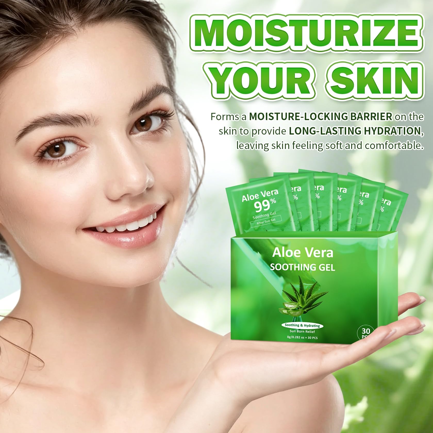 CAHIUYOA label and ingredients panel emphasizing pure aloe and gentle formula