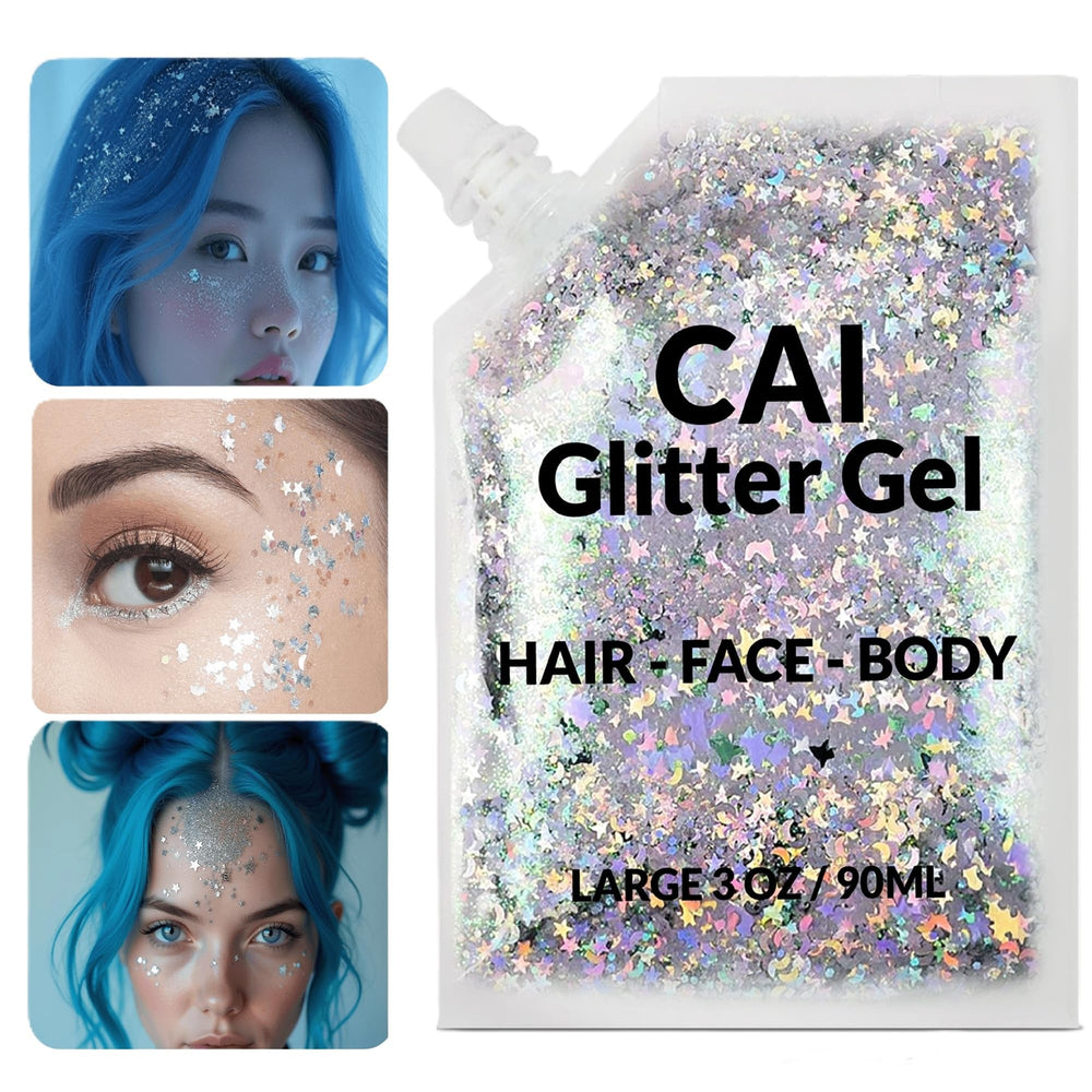 CAI BEAUTY NYC glitter highlighting collarbone for luminous body accent and eye-catching finish