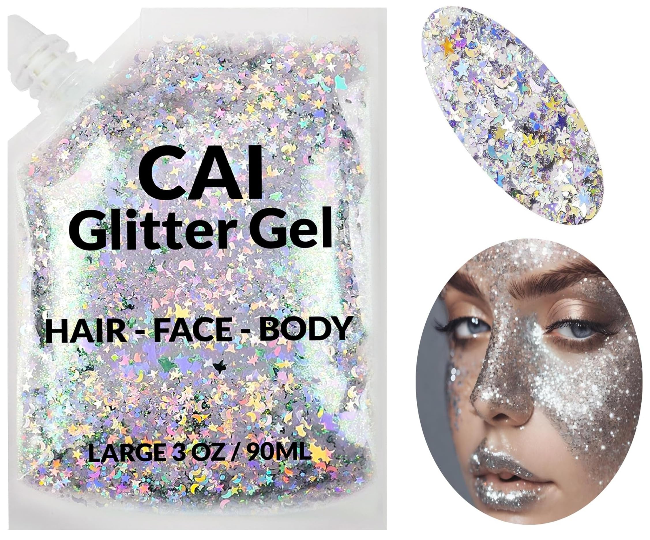 CAI BEAUTY NYC rinsing glitter gel under water to show easy wash-off and clean removal