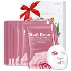 CAKAILA front packaging with eight pink rose face masks showing convenient set