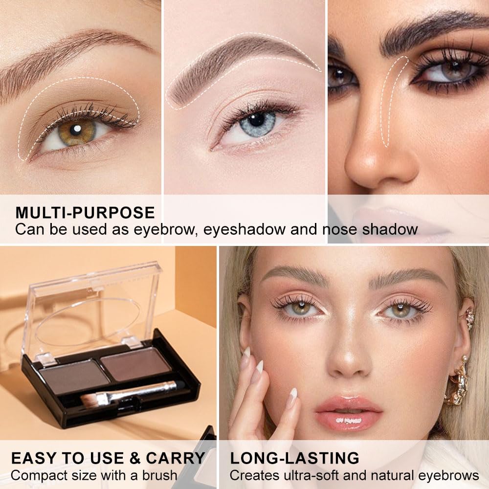 CAKAILA applying powder with angled brush for defined fuller brows