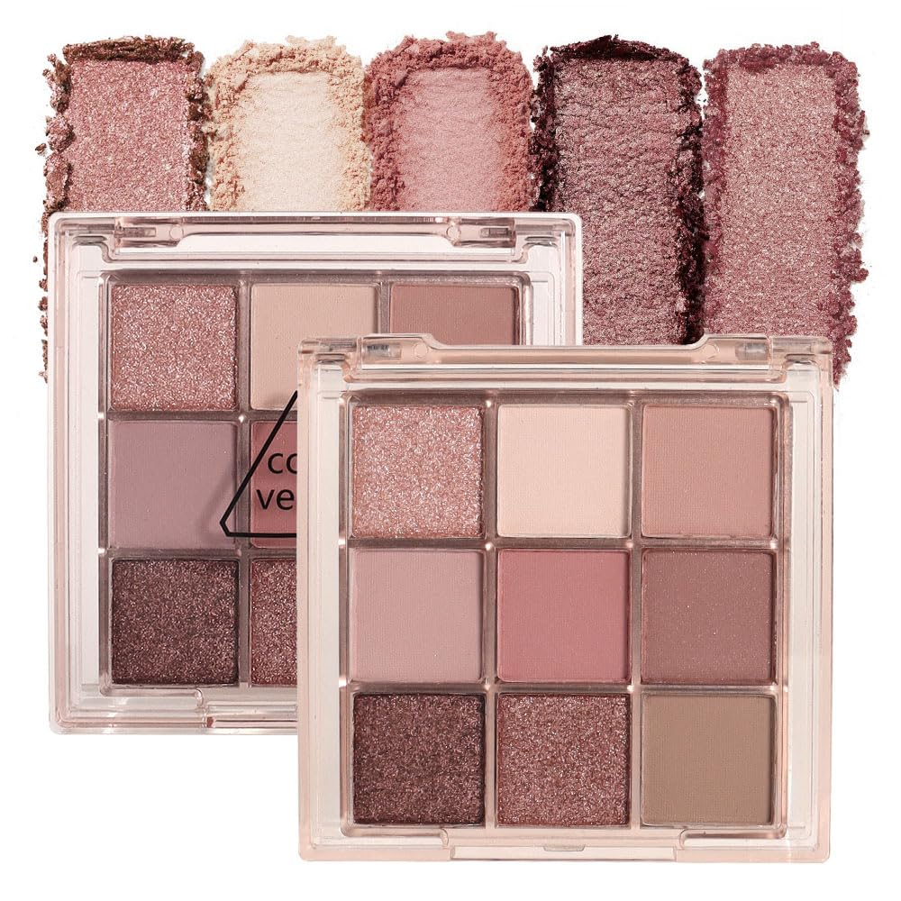 CAKAILA palette front view showing nine coordinated shades and compact case benefit portability