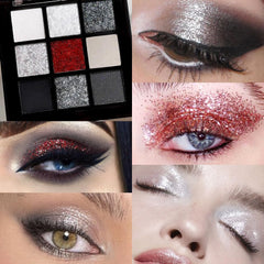 CAKAILA open palette top view showing nine deep matte and shimmer shades for dramatic looks