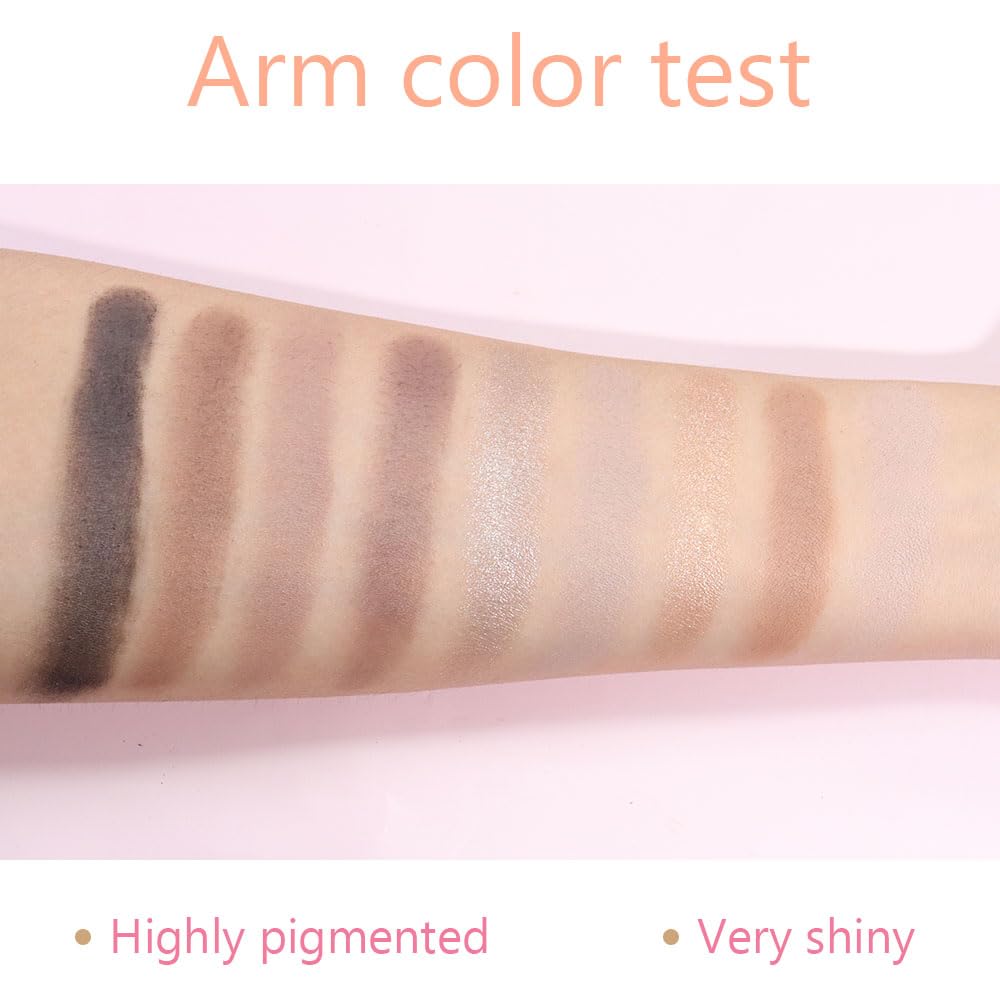CAKAILA swatches on arm showing pigmentation and blendable warm neutrals