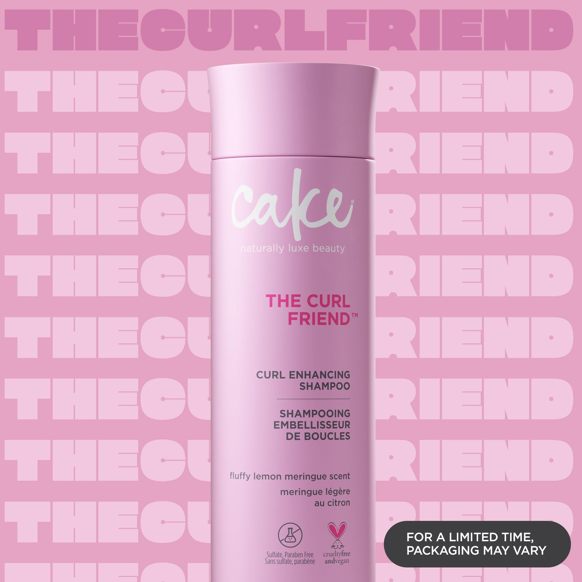 Cake Beauty Curl Friend pump and cap detail for easy dispensing
