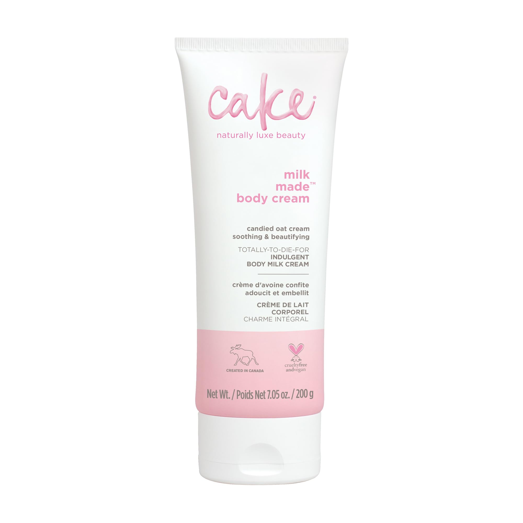 Cake Beauty front jar showing whipped cream texture and elegant packaging benefits