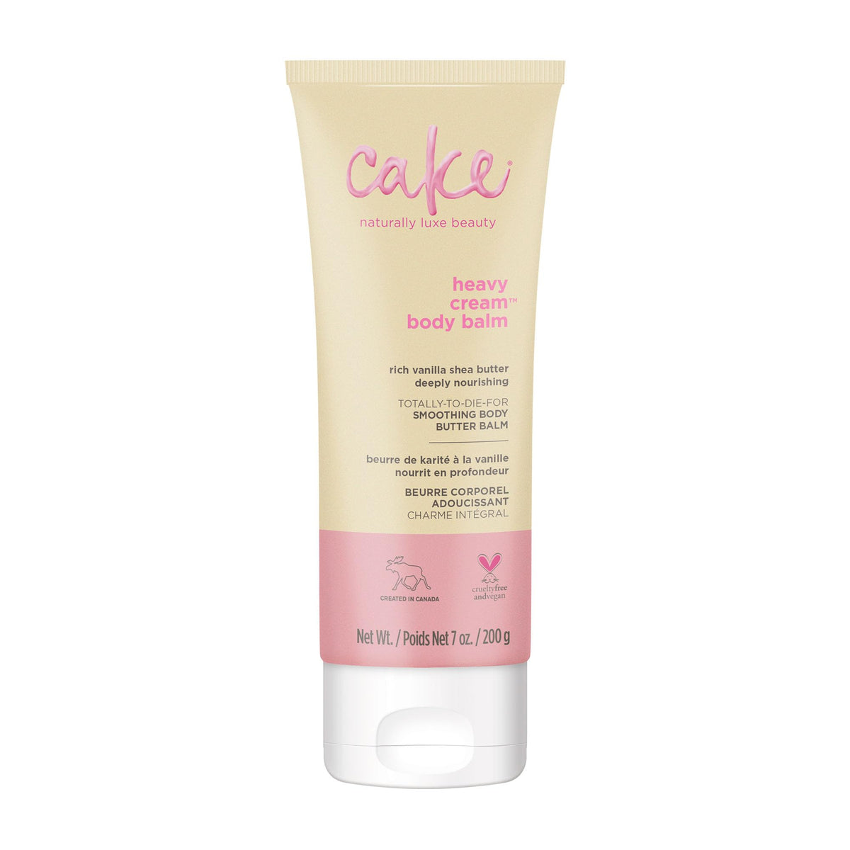 Cake Beauty front label showing 7 oz size and key ingredients for hydration