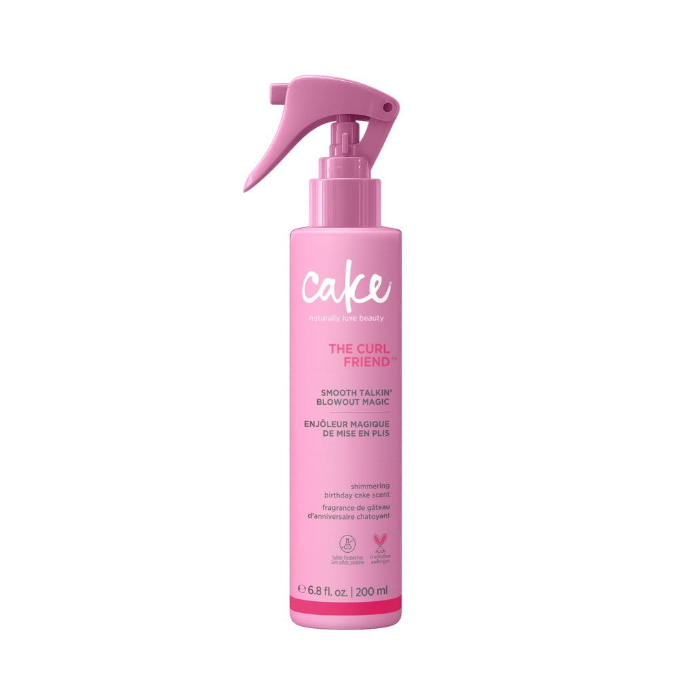 Cake Beauty front bottle view showing product packaging and size benefit