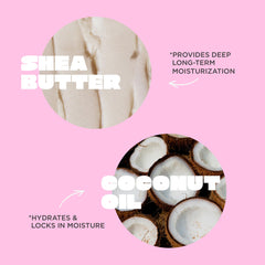 Coconut, shea butter and licorice root with Cake Beauty showing natural ingredient benefit