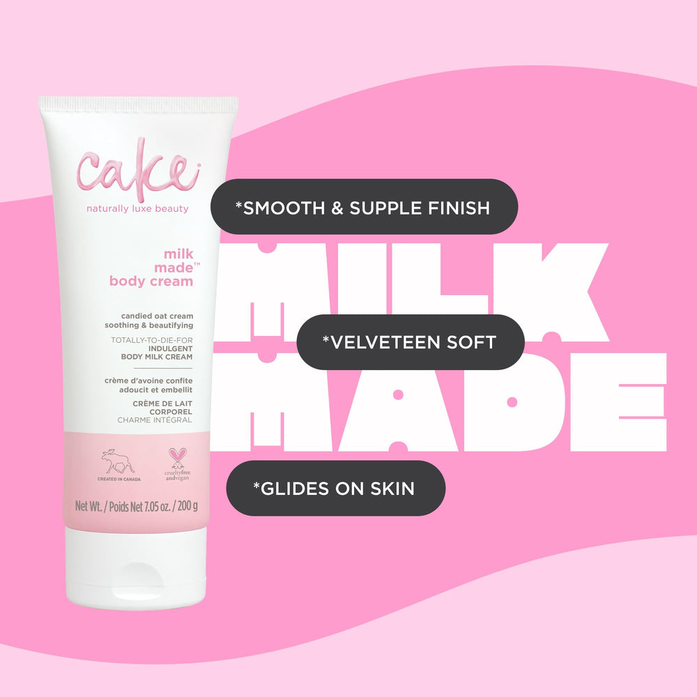 Cake Beauty ingredients label with oat and marshmallow extracts benefits visible