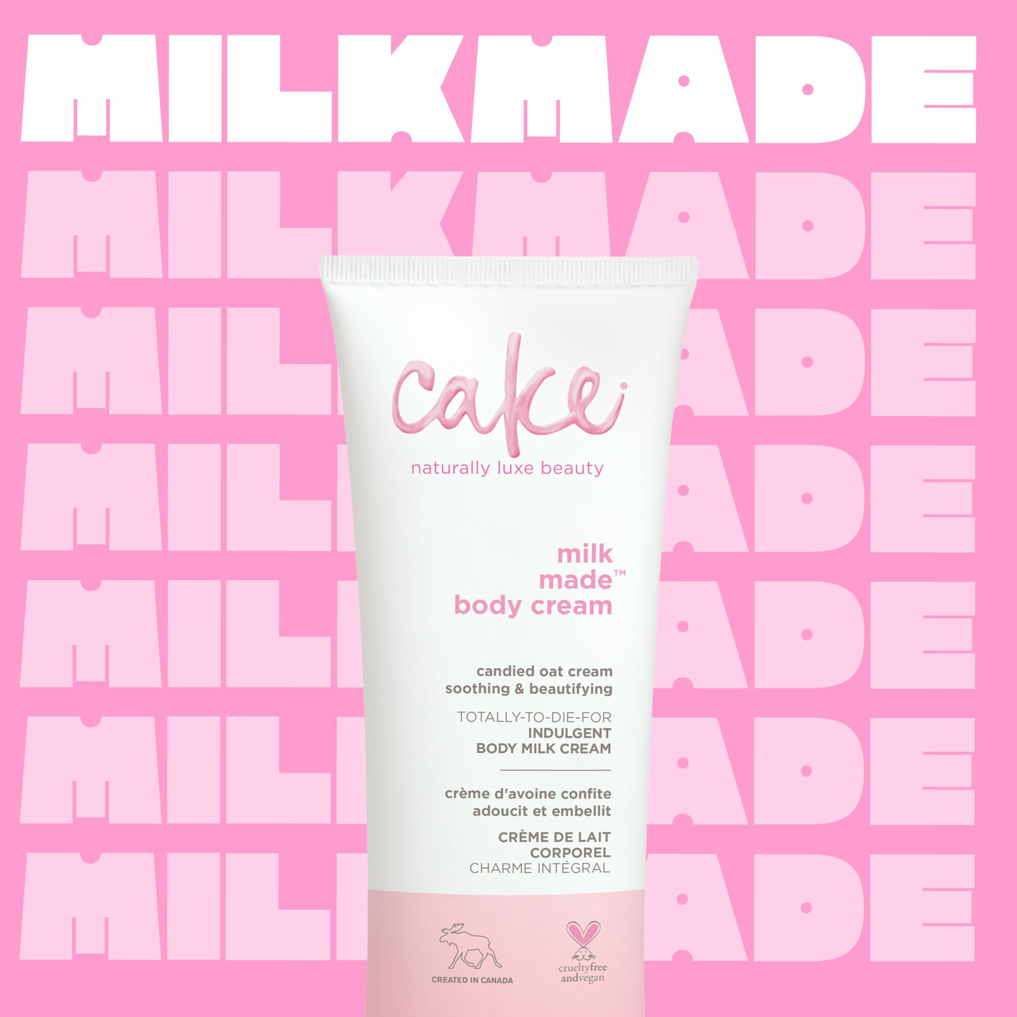 Cake Beauty open jar top view revealing fluffy lotion and easy scoopability benefit
