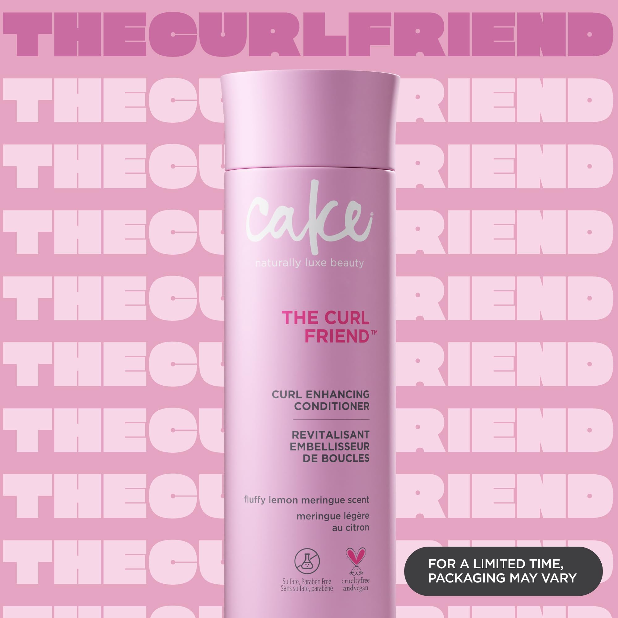 Cake Beauty label close-up revealing product name and vegan/cruelty-free badges for trust