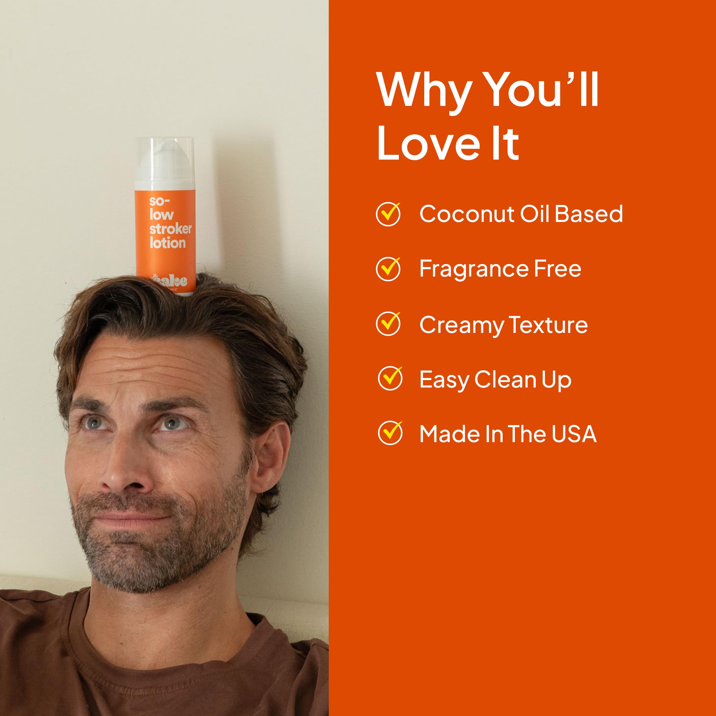cake lotion beside a stroker tool illustrating enhanced solo-play compatibility