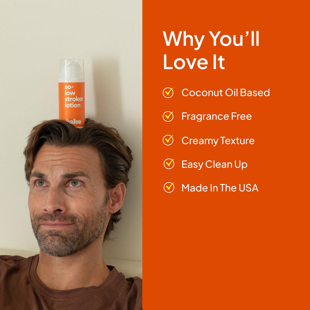 cake lotion beside a stroker tool illustrating enhanced solo-play compatibility