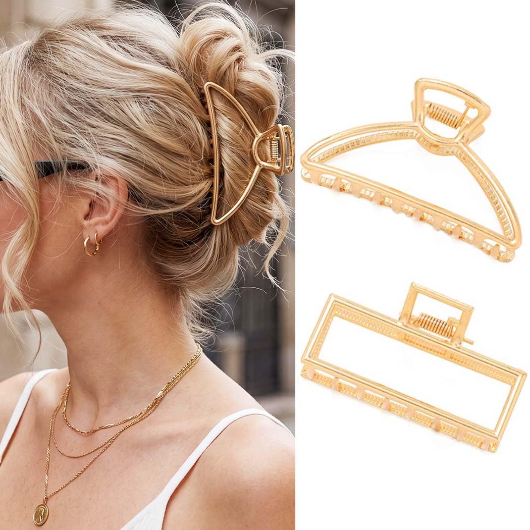 CAKURE front view of two gold clips showing elegant design and secure hold