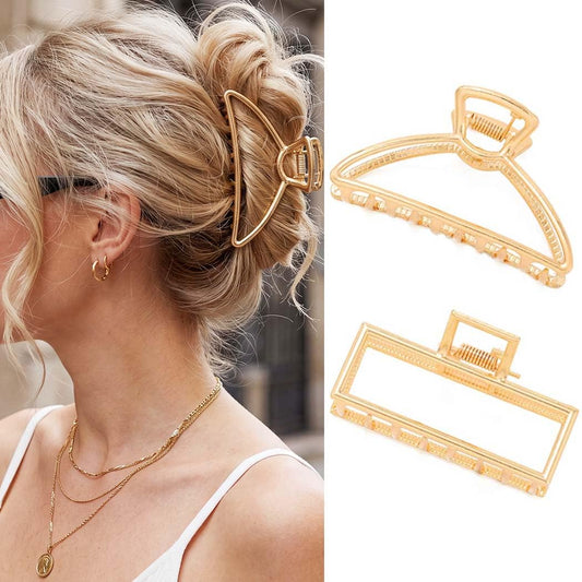 CAKURE front view of two gold clips showing elegant design and secure hold