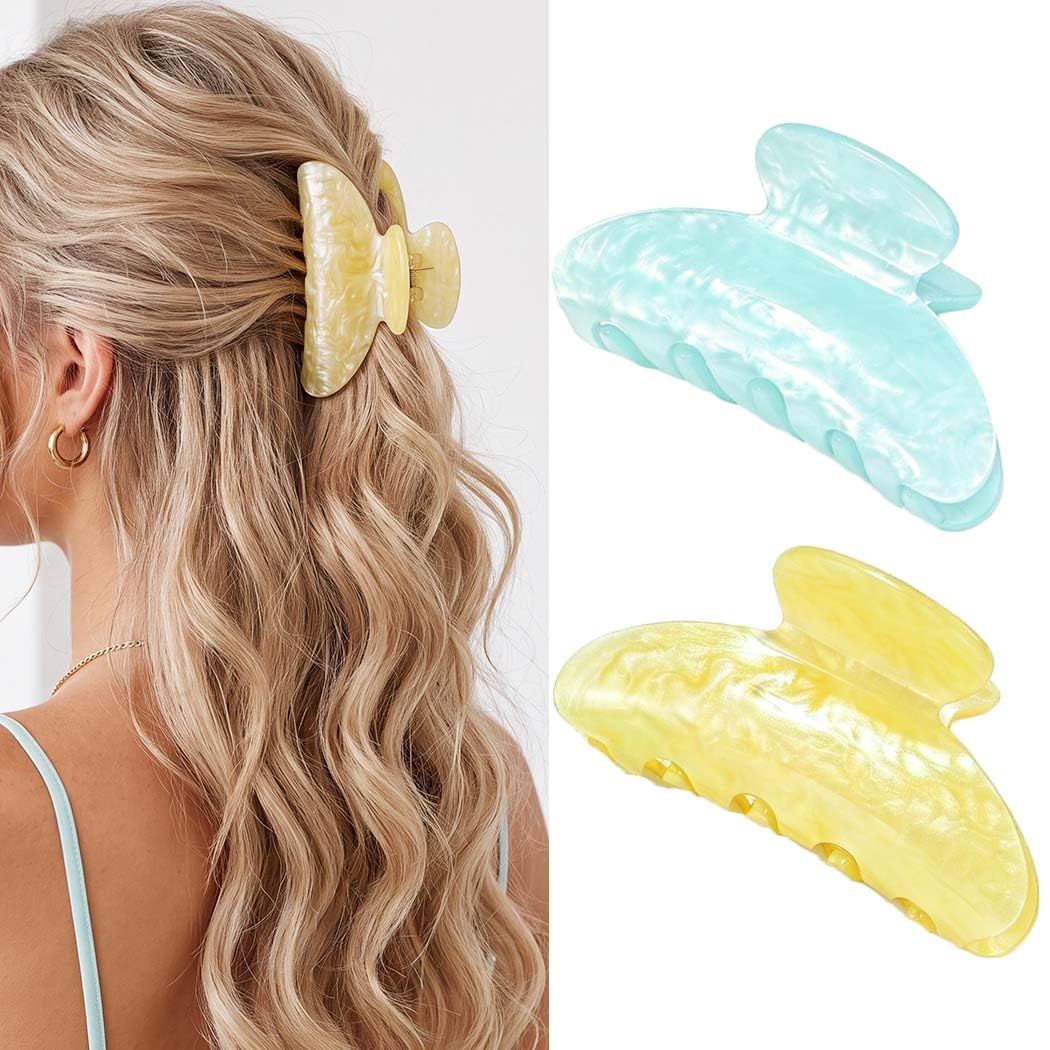 CAKURE front view of two pastel clips showing colors and shape for versatile styling