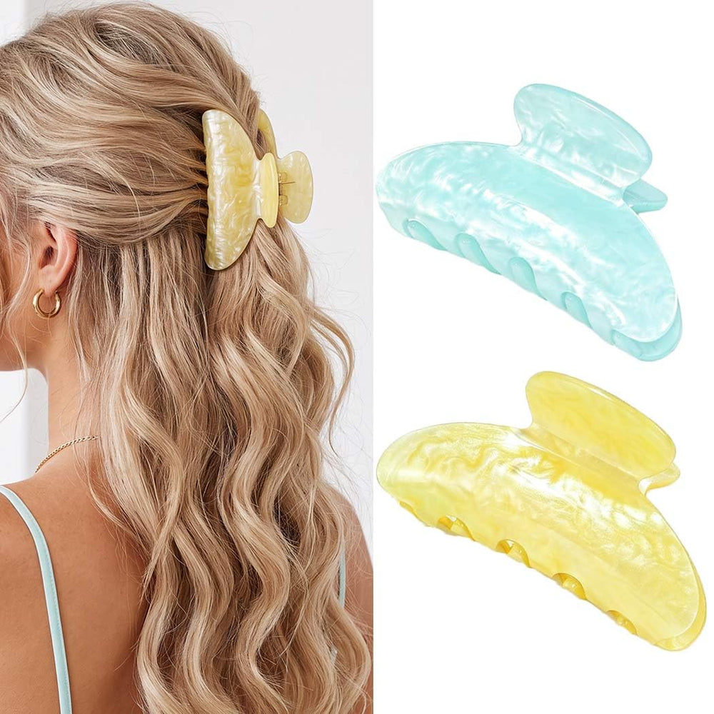 CAKURE front view of two pastel clips showing colors and shape for versatile styling