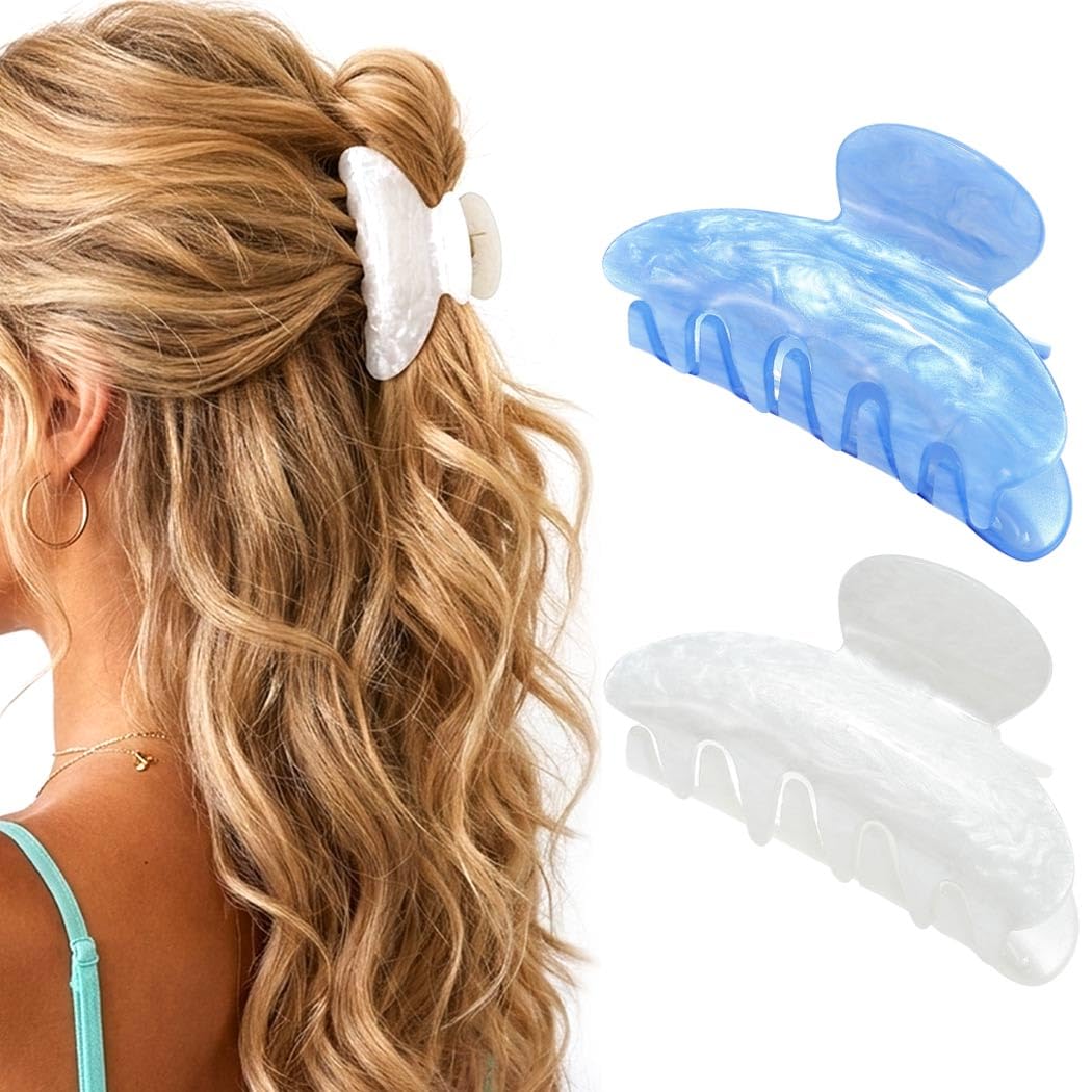 CAKURE white and lake blue clips front view showing style and color benefit