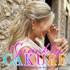 CAKURE gold claw clip on model updo demonstrating polished hairstyle