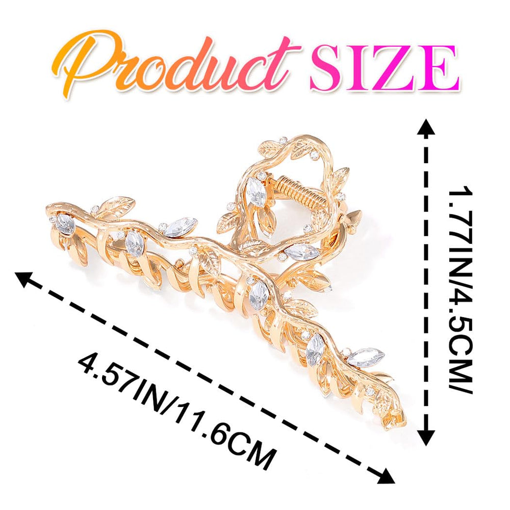 CAKURE gold claw clip held in hand showing 4.6-inch size for scale
